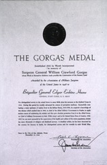 [Edgar E. Hume]: [Gorgas Medal Certificate]
