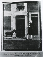 John Hunter at the door of his house in Golden Square in 1763