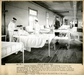 [View in Mastoid Ward, showing dressing carriage in use]
