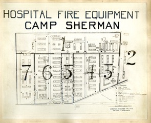 [Map showing Hospital Fire Equipment, Camp Sherman]