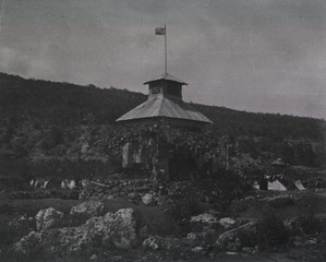 Spanish Block-House, guarding Camp of Spanish prisoners, whose tents are shown in the background
