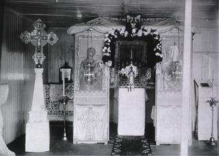 [Russo-Japanese War, 1904-1905, Medical & Sanitary Affairs]: [Interior view- Chapel]