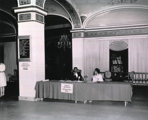 [International Congress of Medical Librarianship. 1963]: [Information desk in Lobby]