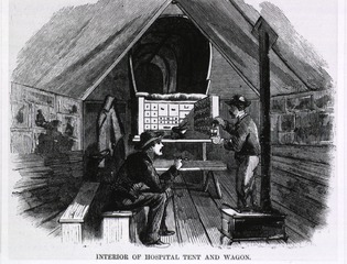 [U.S. Civil War - Hospitals: Interior Of Hospital Tent and Wagon]