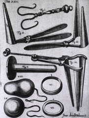 [Speculum and gynecological instruments]