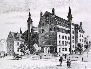 [Exterior view- New York Homeopathic College & Hospital]