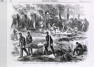 [U.S. Civil War - Medical and Sanitary affairs: Carrying in the Wounded at the Battle of Bull Run]