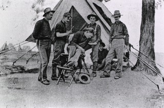 [Private McLin's improvised camp dental office]
