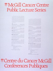 McGill Cancer Centre public lecture series: Centre du cancer McGill conférences publiques