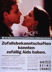 Die Bundeszentrale für Gesundheitliche Aufklärung informiert: Zufallsbekanntschaften könnten zufällig Aids haben