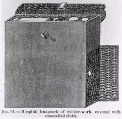 [Medicine - Military: Equipment & Supplies-] Hospital knapsack of wicker-work, covered with enamelled cloth