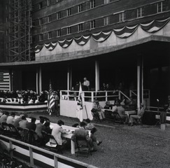 [President Harry Truman speaking at the dedication ceremony of the Clinical Center]