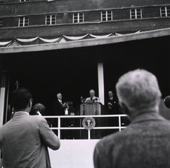 [President Harry Truman concludes opening remarks during the dedication ceremony of the Clinical Center]