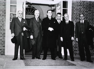 [Dr. Thomas Parran and guests attend dedication ceremony for first six buildings at NIH]