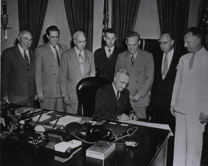 [President Harry Truman signs bill creating the National Institute of Dental Research]