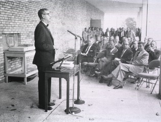 [Surgeon General Luther Terry speaking at dedication ceremony for Building 31]