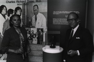 [NIH exhibit and bust honoring Dr. Charles R. Drew, "Father of the American Blood Bank"]