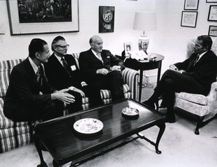 [Secretary of DHEW Robert H. Finch meets with Dr. Stefan S. Fajans and others]