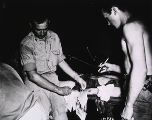 [Injection of blood prior to a leg amputation]