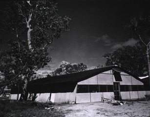 [Exterior view of portable hut being constructed as ward building, 2nd Field Hospital, Woodstock, Australia]