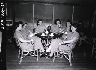 [Interior view of nurses in the recreation hall, 2nd Field Hospital, Woodstock]