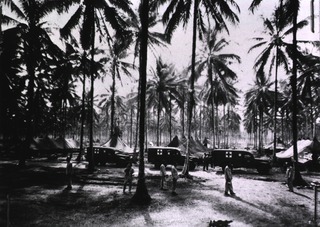 View of 3rd Platoon, 2nd Field Hospital, Milne Bay, New Guinea, showing hospital established under tentage