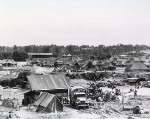 View of 76th Field Hospital is made looking north from Route #24, Okinawa, 6 June 1945