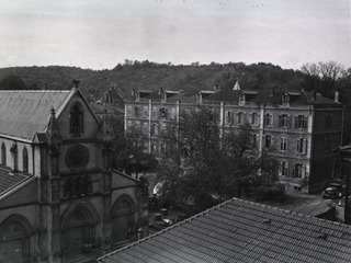 Exterior view of buildings of the 90th General Hospital, Bar Le Duc, France