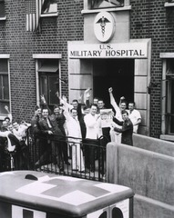 [Soldiers celebrating V-E Day at the 150th Station Hospital, London, England]