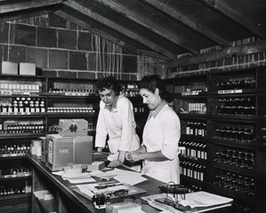 [Interior view of an unspecified Army pharmacy]