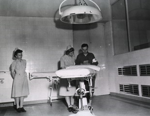 [Interior view of an operating room, 127th General Hospital, France]