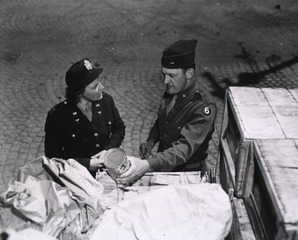 [Army nurse Lt. Claire Burque and Brig. Gen. Charles D. Palmer]