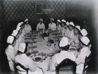 [Nurses at dinner, Camp Hosp. No. 27, Tours, France]