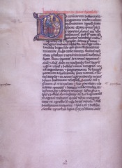 [Page of text in "On urines" with an illuminated large "D"]
