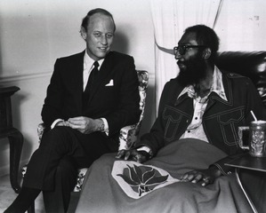 [Dr. Donald S. Fredrickson and a patient sitting next to each other]