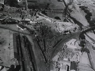 Aerial view of a processing center for Mexican laborers