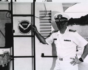 Dr. Leonard Bachman aboard a NOAA (National Oceanic and Atmospheric Administration) vessel, 1986