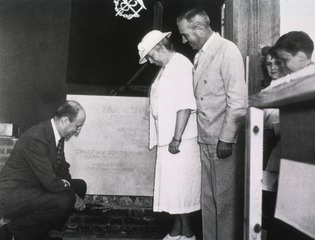 [Thomas Parran and Mrs. Wilson during cornerstone laying ceremony]