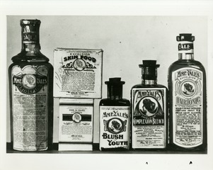 [Cosmetics, including beauty products such as Mme. Yale's Blush of Youth and Excelsior Skin Food]