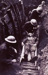 Wounded Marine receiving first aid, Toul sector, March 22, 1918