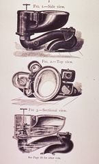 [Three views of an all glass model toilet]