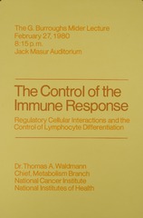 The control of the immune response: regulatory cellular interactions and the control of lymphocyte differentiation