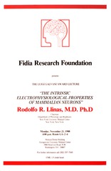 The Luigi Galvani Award lecture: "The intrinsic electrophysiological properties of mammalian neurons," Rodolfo R. Llinas