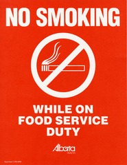 No smoking while on food service duty