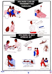 HIV/AIDS can be transmitted through--: HIV/AIDS is not spread by--