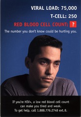 Viral load: 75,000.  T-cell: 250.  Red blood cell count: ?