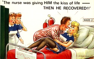 The nurse was giving him the kiss of life