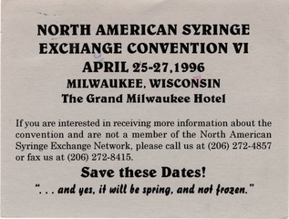 North American syringe exchange convention VI