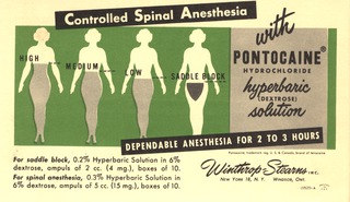 Controlled spinal anesthesia with pontocaine