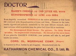 Hagees cordial of cod liver oil with hypophosphites of lime and soda